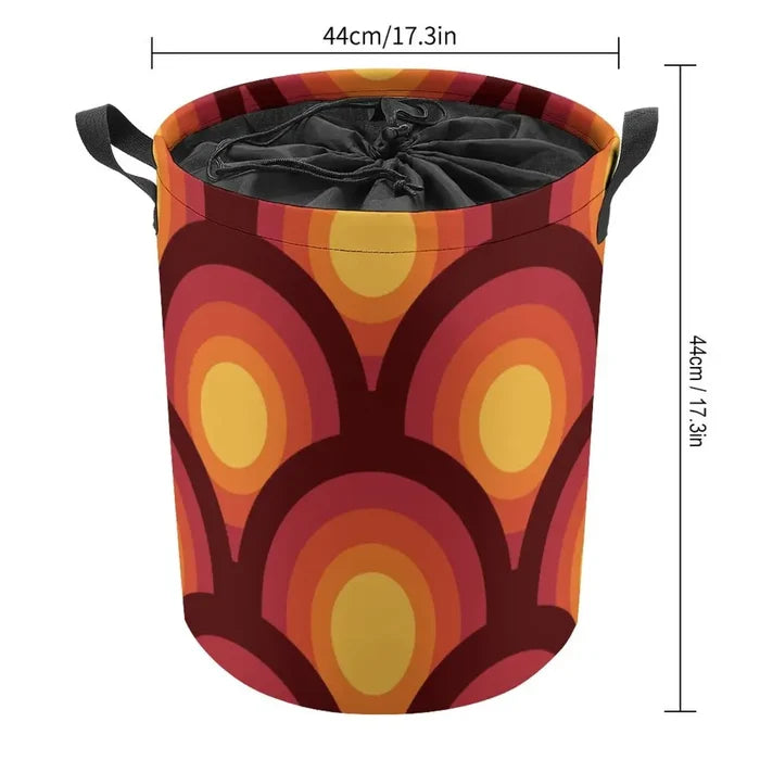 70s Retro Collapsible Laundry Hamper – Midcentury Storage Basket - retro laundry