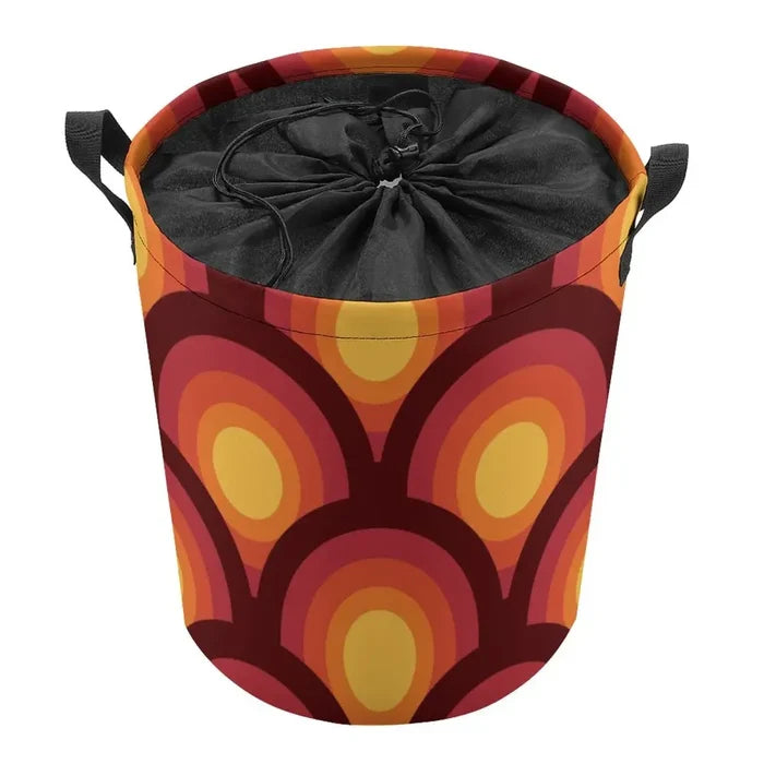 70s Retro Collapsible Laundry Hamper – Midcentury Storage Basket - retro laundry