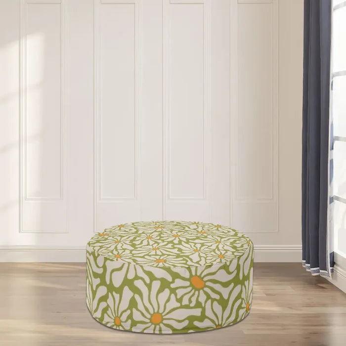 70s Retro Daisies Inflatable Ottoman – Midcentury Flower Power Lounge Seat - pouf