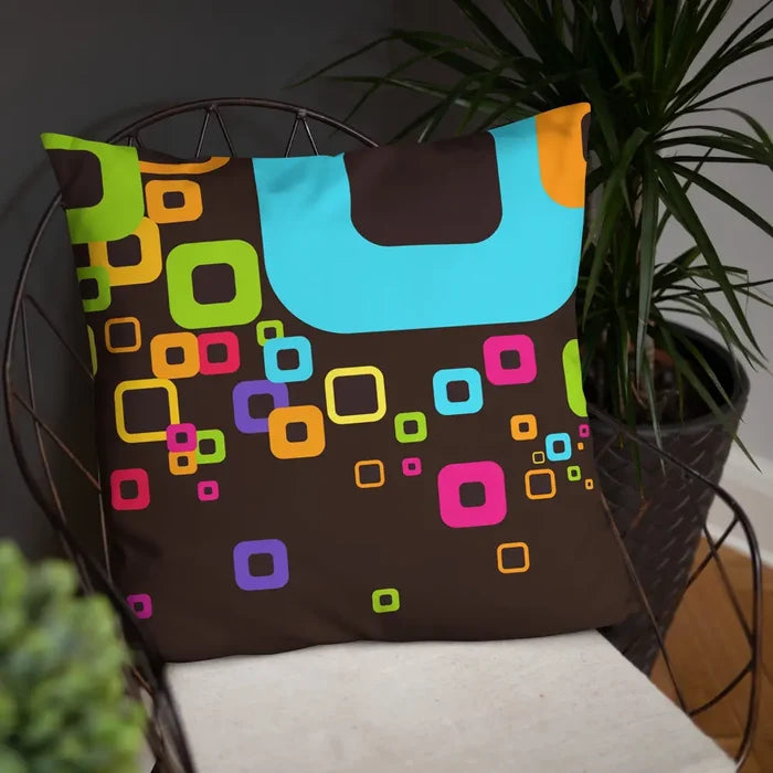 70s Retro Design Throw Pillow - Midcentury Cushion Home Decor - retro pillow