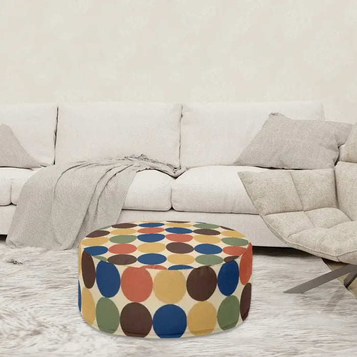 70s Retro Polka Dots Lounge Seat – Midcentury Modern Inflatable Ottoman - pouf