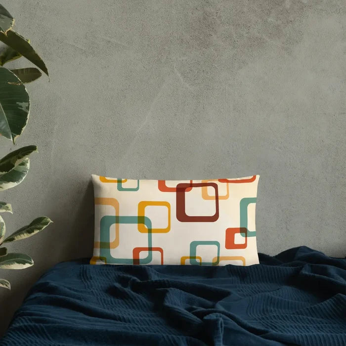 70s RETRO Premium THROW PILLOW Geometric Shapes Beige Orange Mint Brown - retro pillow