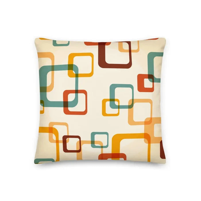 70s RETRO Premium THROW PILLOW Geometric Shapes Beige Orange Mint Brown - retro pillow