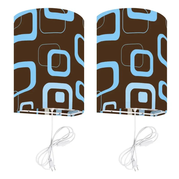 70s Retro Wall Sconces Set – Smart LED Blue Brown Geometric - US Plug - retro wall sconces