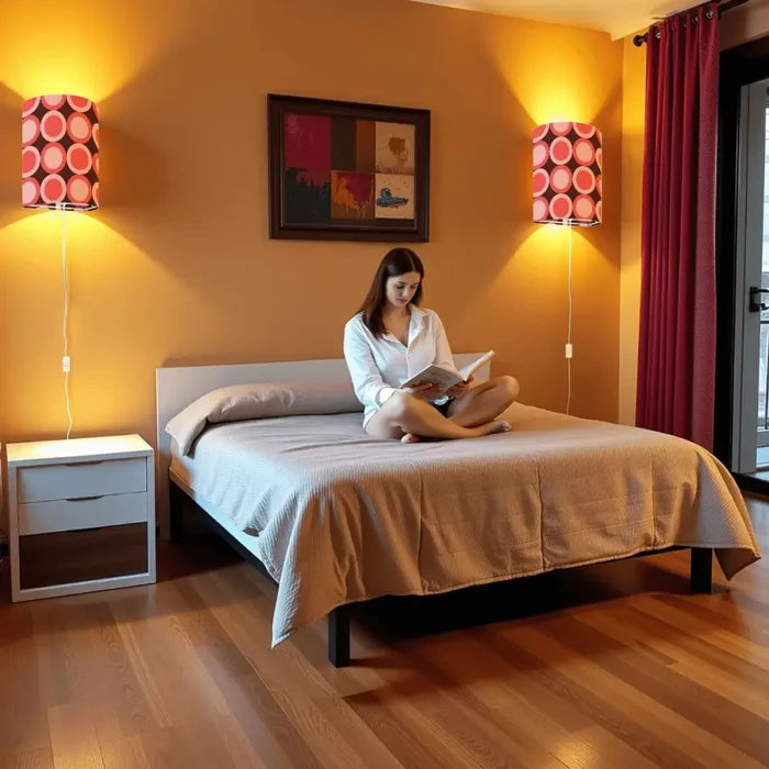70s Retro Wall Sconces Set – Smart LED Pink Brown Geometric Circles - retro wall sconces