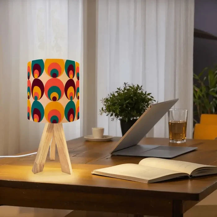 70s Retro Wooden Tripod Lamp – Mid Century Accent Light with Remote Control - retro table lamps