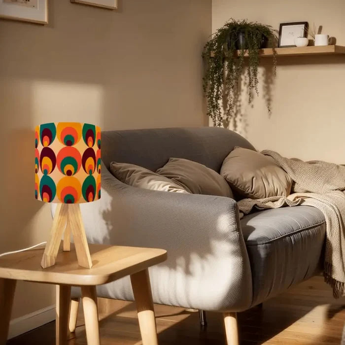 70s Retro Wooden Tripod Lamp – Mid Century Accent Light with Remote Control - retro table lamps