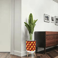 70s Scandi Style Plant Pot Wooden Legs Geometric Pattern - Home Accessories