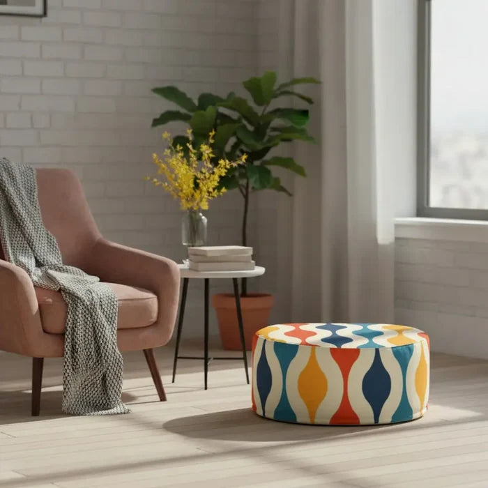 70s Style Inflatable Ottoman – Midcentury Modern Lounge Seat - pouf