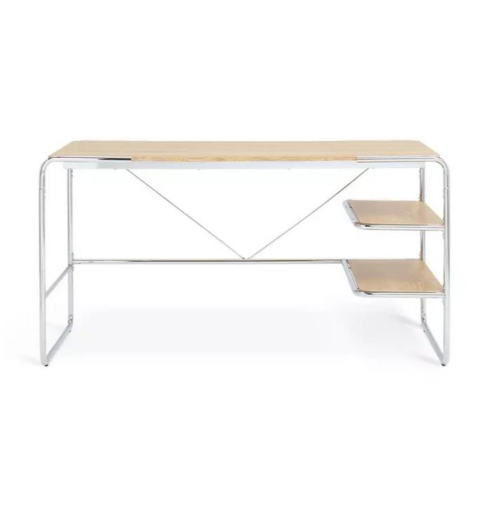 Albers Chrome Office Desk Natural | Modern Home Office Workstation Desk