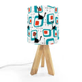 Atomic Cat Retro Tripod Table Lamp: Midcentury Linen Shade Remote LED - US Plug - retro ads
