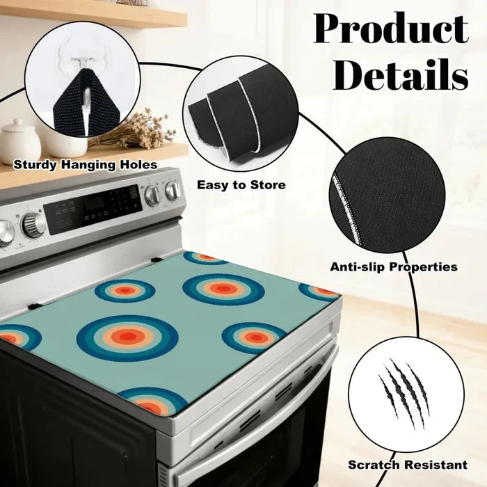 Atomic Retro Stove Cover Mat – Glass Top Cooktop Protector - retro kitchen