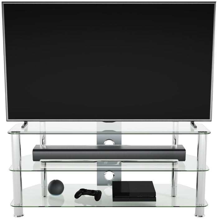 AVF Clear Glass Up to 55 Inch TV Stand - Silver