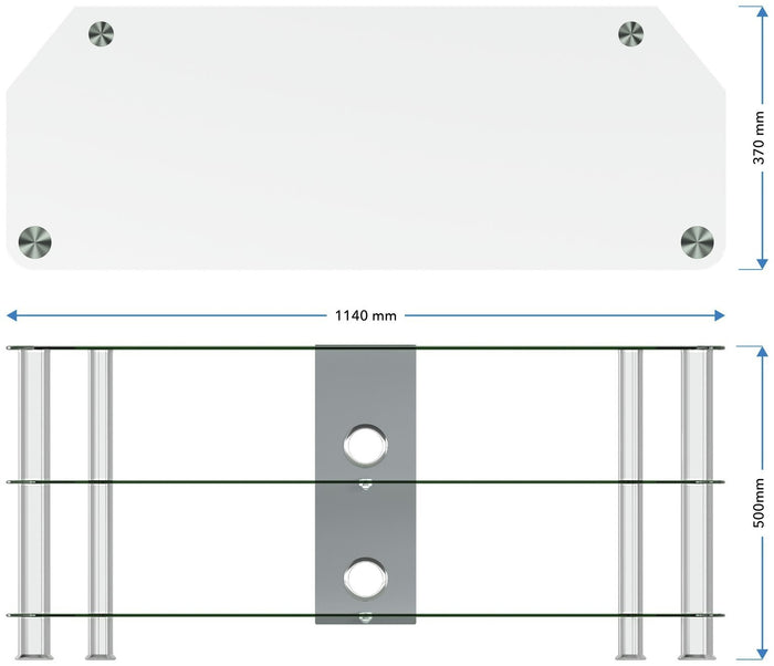 AVF Clear Glass Up to 55 Inch TV Stand - Silver