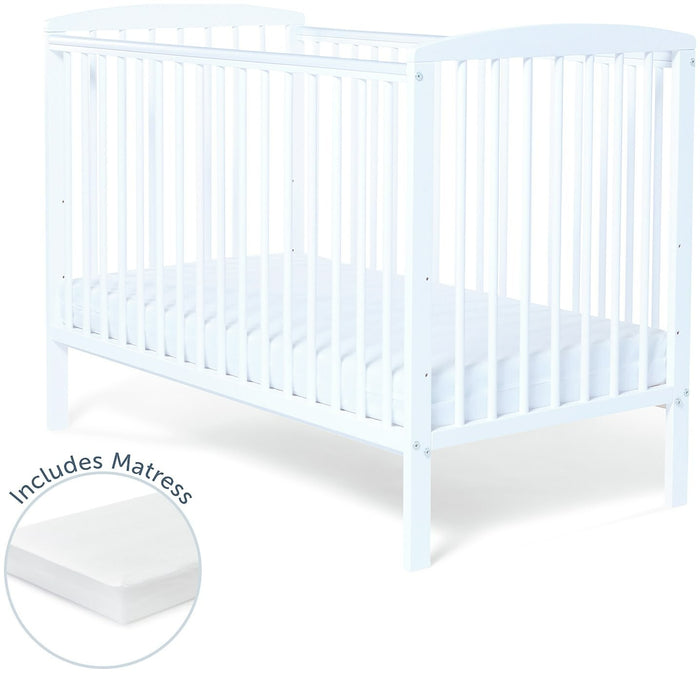 Baby Elegance Starlight Baby Cot with Mattress - White