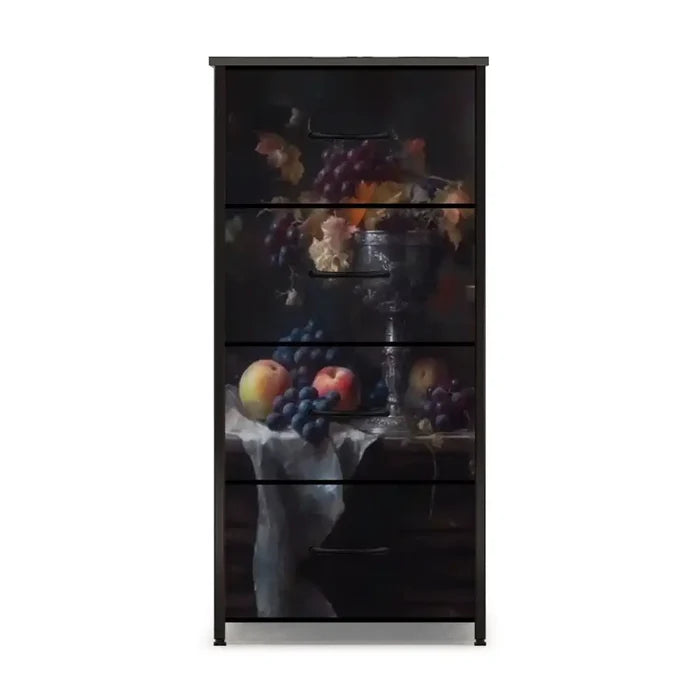 Baroque Still Life Print 4-Drawer Dresser – Moody Lightweight Storage - retro dresser