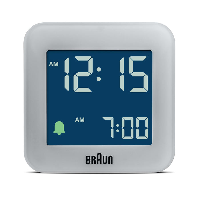 BC08 Braun digital travel alarm clock - grey