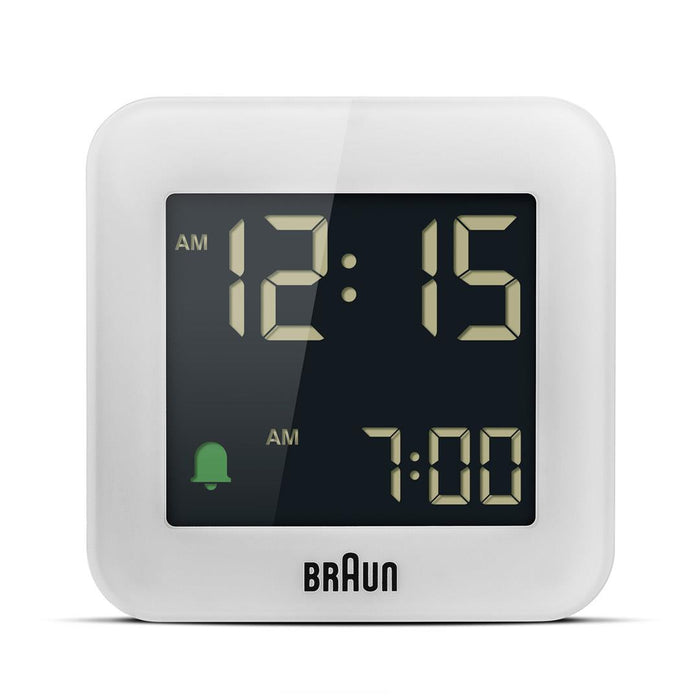 BC08 Braun digital travel alarm clock - white