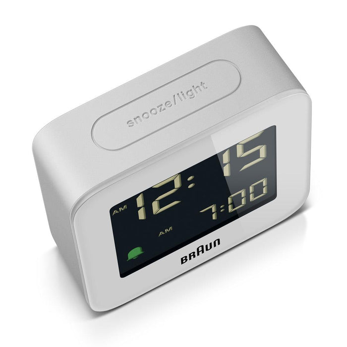 BC08 Braun digital travel alarm clock - white