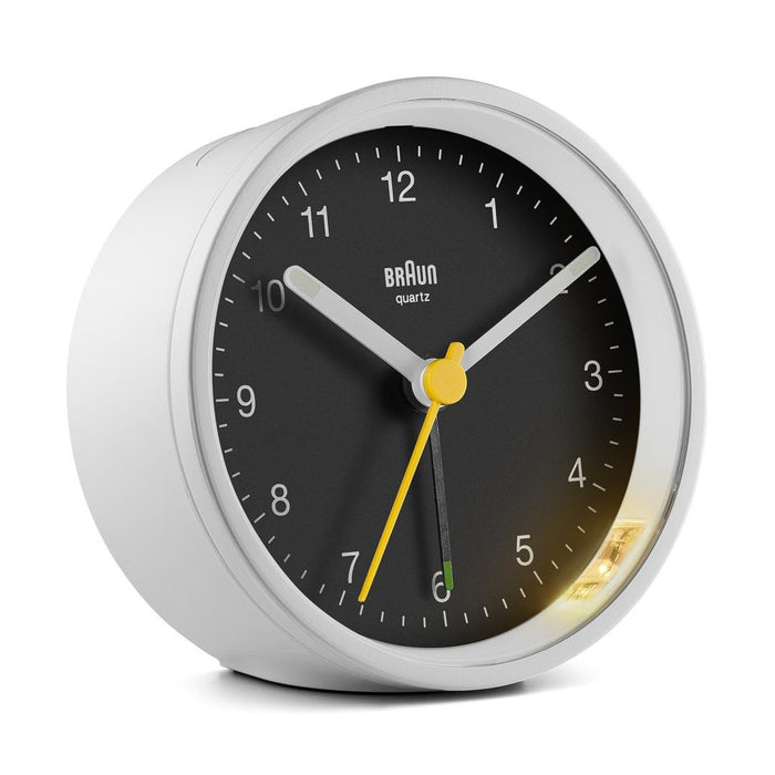 BC12 Braun classic analogue alarm clock - white & black