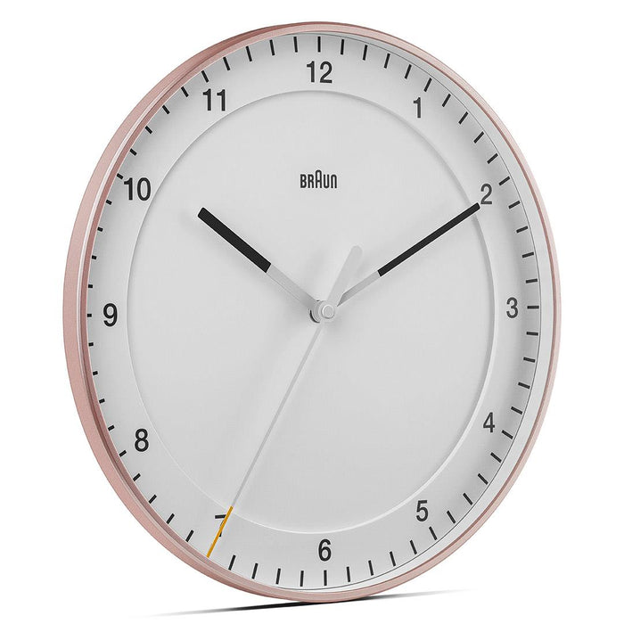 BC17 Braun classic large analogue wall clock - rose & white