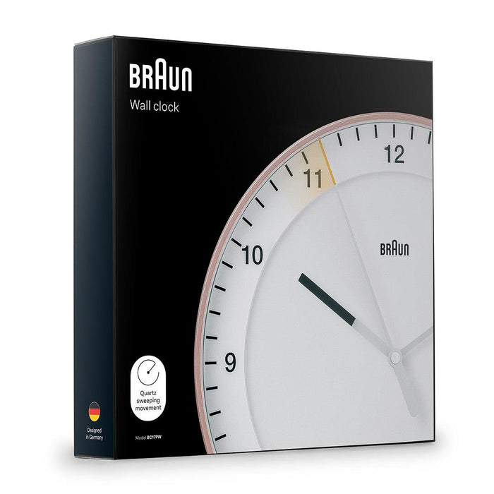 BC17 Braun classic large analogue wall clock - rose & white