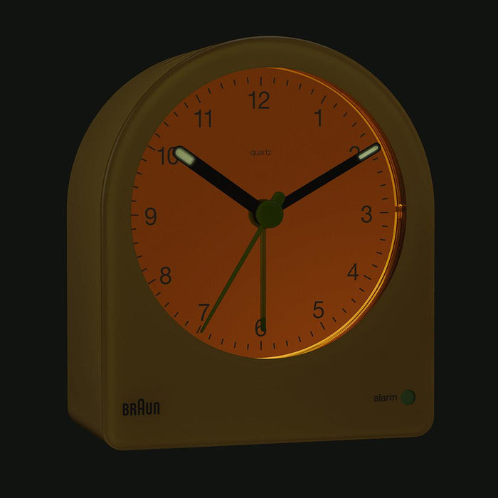 BC22Y Braun classic analogue alarm clock - yellow