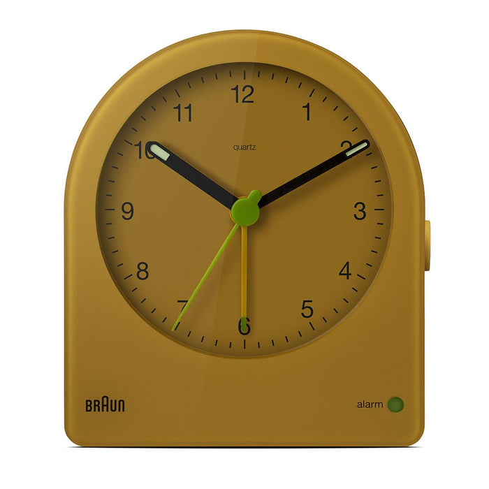 BC22Y Braun classic analogue alarm clock - yellow