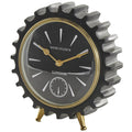 Black Aluminum Metal Gear Decorative Clock with Gold Hands and Legs,
