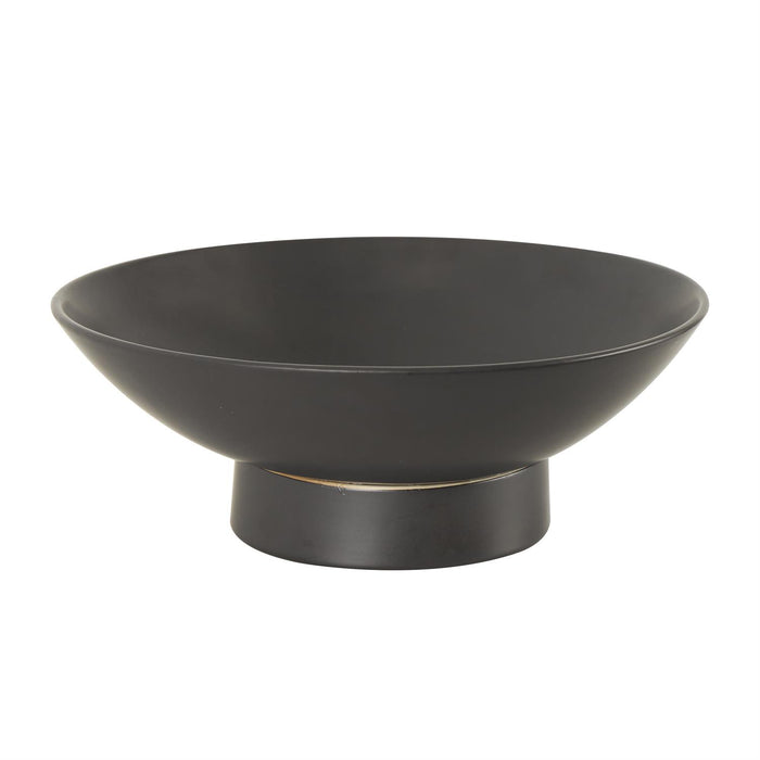 Black Ceramic Wide Large Decorative Bowl with Elevated Base