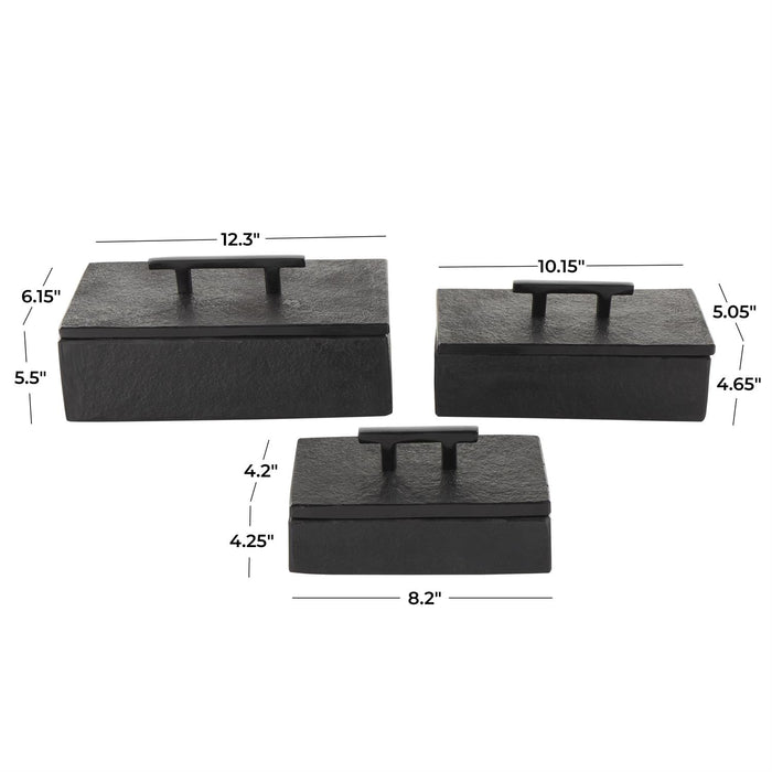 Black Marble Decorative Box with Black Handles