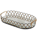 Black Metal Circular Woven Living Room Decor Tray