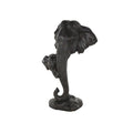 Black Polystone Elephant Mom and Baby Decorative Sculpture