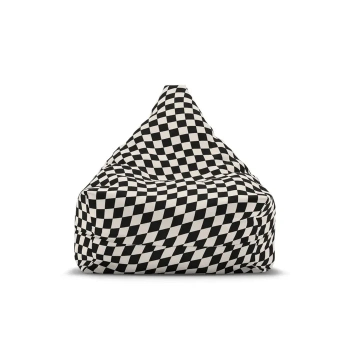 Black White Retro 60s Mod Style | Chessboard Bean Bag Chair Cover in 2 Sizes - 27’’ × 30’’ × 25’’ / Without insert