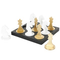 Black Wood Chess Home Decor Game Set with Gold and White Pieces