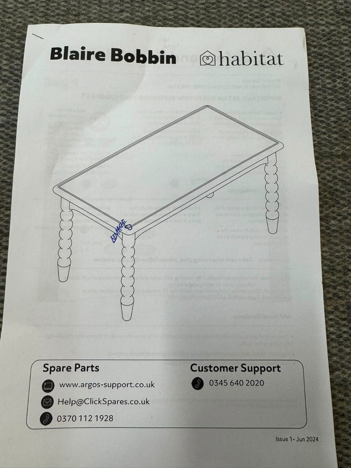 Blaire Bobbin Coffee Table - Navy (B Grade)
