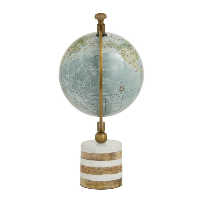 BLUE MARBLE GLOBE WITH MARBLE BASE