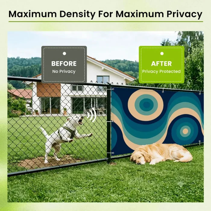 Blue Mid-Century Outdoor Privacy Screen – Waterproof Balcony Cover - Retro Privacy Screen