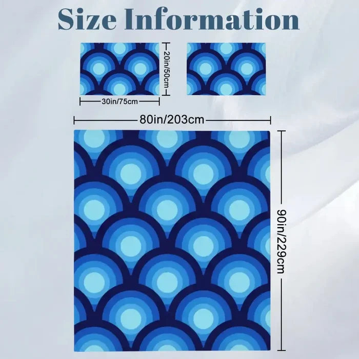 Blue Peacock Eye Full Size Duvet Cover Set: Retro 70s Microfiber - retro bedding