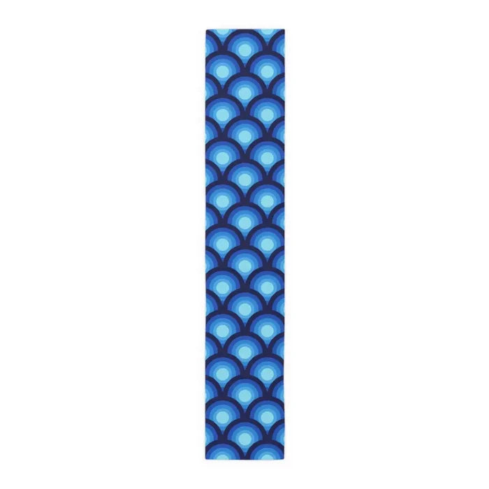 Blue Peacock Eye Retro 70s Table Runner in 2 Sizes - Midcentury Decor - 16’’ × 90’’ / Polyester - retro table linen