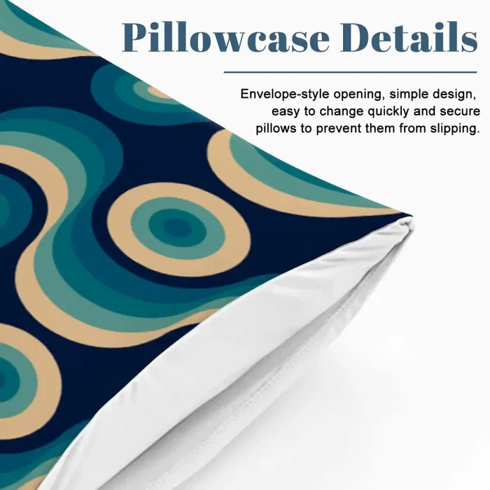 Blue Retro 70s Wave Pattern Duvet Cover Set: Midcentury Modern Bedding - Bedding - retro