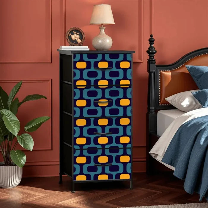 Blue Yellow 70s Retro Dresser: Midcentury Modern Cabinet - One Size - retro dresser