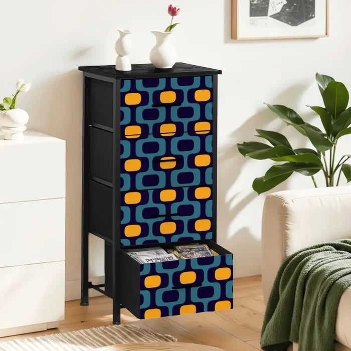 Blue Yellow 70s Retro Dresser: Midcentury Modern Cabinet - One Size - retro dresser