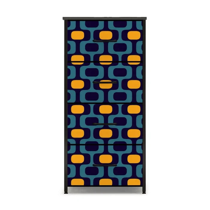 Blue Yellow 70s Retro Dresser: Midcentury Modern Cabinet - One Size - retro dresser