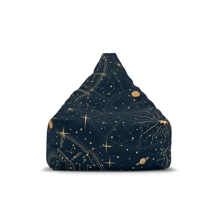 Blue Yellow Retro Bean Bag Chair Cover - Astrology Moon Stars Planets Decor Game Rooms Lounge Living Room - 2 sizes