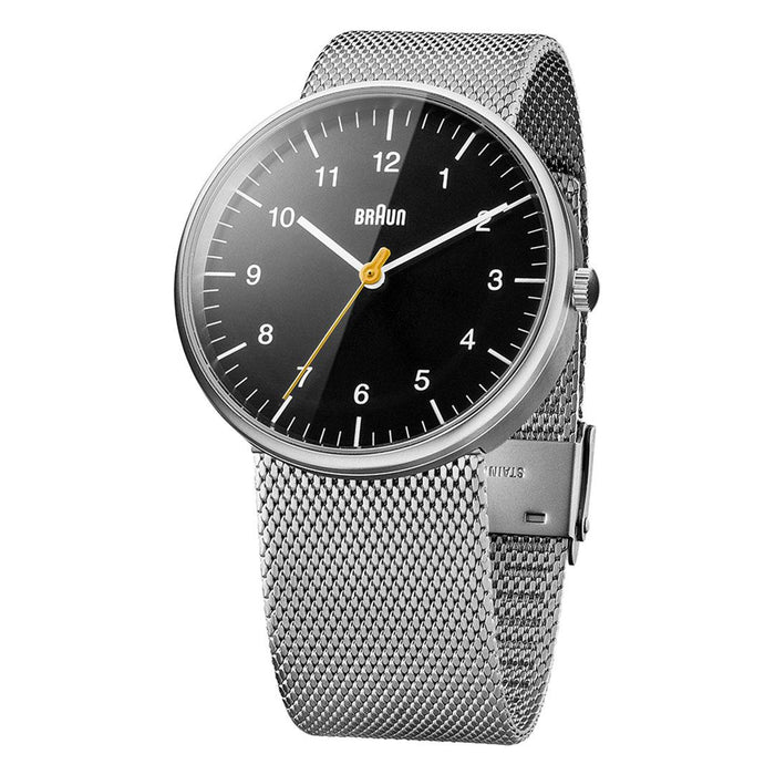 BN0021 Braun gents classic watch - black dial and silver mesh bracelet