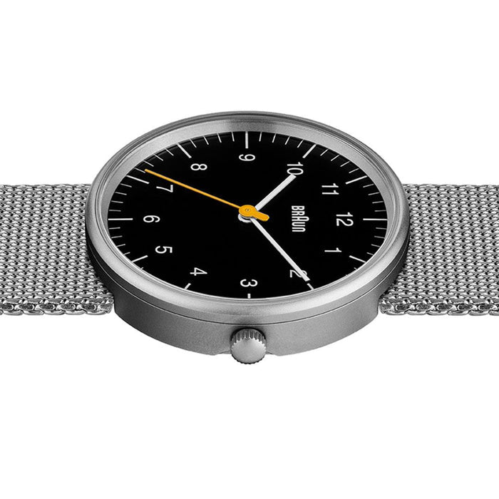 BN0021 Braun gents classic watch - black dial and silver mesh bracelet