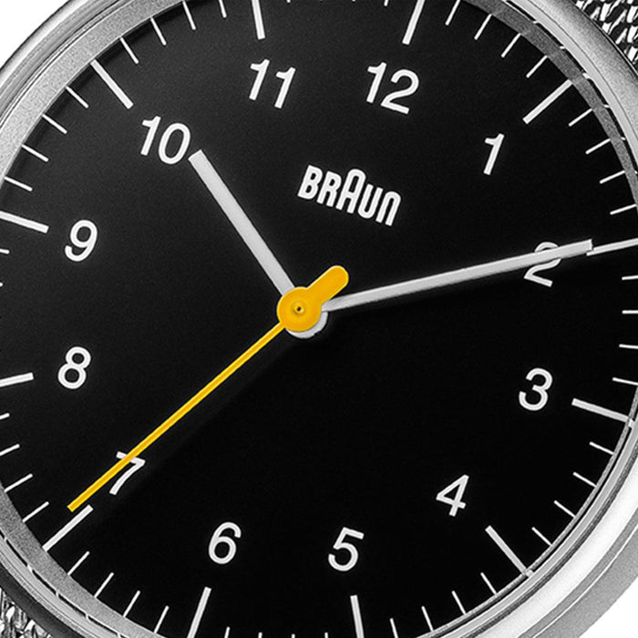 BN0021 Braun gents classic watch - black dial and silver mesh bracelet