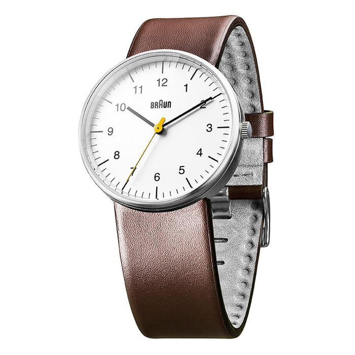 BN0021 Braun gents classic watch - white dial and brown leather strap