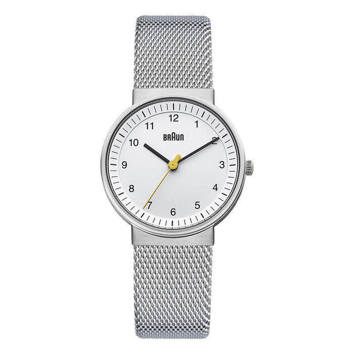 BN0031 Braun ladies classic watch - white dial and silver mesh bracelet